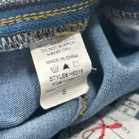 Hayden denim ruffle hem snap front skirt size small mermaid blue - Picture 9 of 9